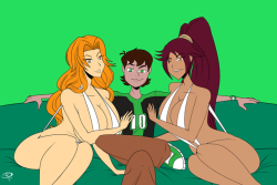 chillguydraws:   Ben and Bleach (November Commission) Commission featuring Ben Tennyson with two very endowed gals from Bleach, Matsumoto and Shihoin.________________________________________________Support my Patreon to get first looks at all my completed