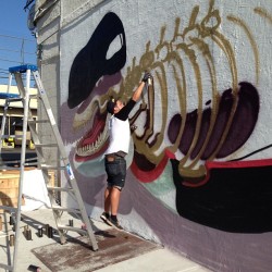 wnycradiolab:  Mighty Tanaka has posted some great shots of the new Nychos mural in Brooklyn.  Every neighborhood needs its own exploded whale, y’know?  Check the Mighty Tanaka Tumblr or Instagram for more pics. (hat tip exhibition-ism) 