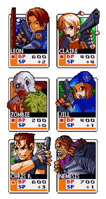 vgjunk:  Resident Evil art from SvC: Card Fighters’ Clash 2, Neo Geo Pocket Color.