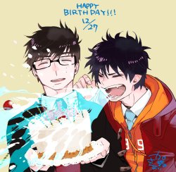 bluexorcist: Happy birthday Rin and Yukio! [ From Kato’s twitter ]