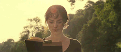 incompaint:  Film Facts: Pride and Prejudice (2005)  At the beginning of the film, Elizabeth is shown reading a novel titled “First Impressions” - this was Jane Austen’s original title of her novel before she altered it to “Pride and Prejudice”.