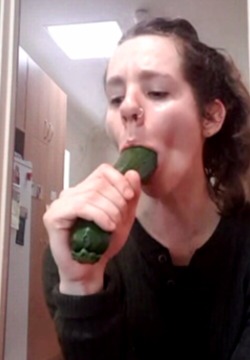 katy-reduced: ane-bitch-ane:  Katy lubricating a large zucchini so she can masturbate anally..  Felt almost as good in that hole as it did in my pigcunt 