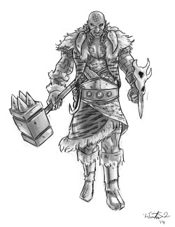 lewinston:  This is Krojun, a Shoanti Barbarian made for a Pathfinder campaign.  Commissioned by Thomas A. 