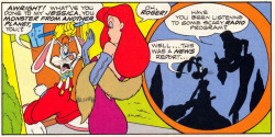 toontowncrazy:  I love how Jessica is too used to Roger’s shenanigans. Roger Rabbit Comics #7 