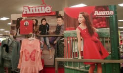 vbartilucci:  Does anyone see a problem with this display of Annie-inspired clothing at Target? Something…missing? 