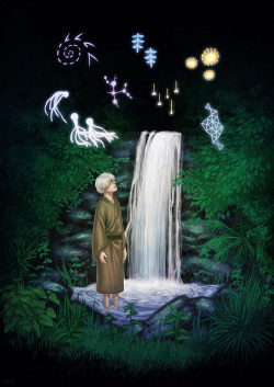 kajoi:  ”in this world every person and place has a right to exist. It’s true for you, too. The entire world as a whole is your home.”Mushishi is one of my favourite anime series, and it got a second season last year after 9 years of waiting, so