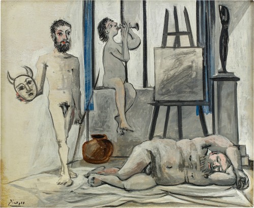 thunderstruck9:  Pablo Picasso (Spanish, 1881-1973), Nus masculins (Les trois âges de l'homme) [Male Nudes (The Three Ages of Man)], 1942. Oil on panel, 53.8 x 64.8 cm.