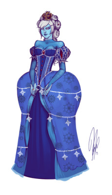 kurimja:  Fancy(?) Ice Queen from Adventure Time. ouo Got the idea while watching a friend suffer through making her cosplay patterns. 