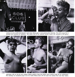 Helena Gardner prepares for another appearance at Chicago’s &lsquo;606 Club&rsquo;; as shown in this article from the March ‘56 issue of 'CABARET&rsquo; magazine..