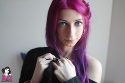 sglovexxx:  Sweet Morning DATE: Aug 18, 2013   PHOTOGRAPHER: Alma  MOON SAYS:  “Welcome the purple haired babe, Demonia, to SuicideGirls!”