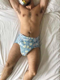 diapersposts:  padded-cookie:  Lounging around. Why do I have to be so thickly padded? It was an accident 