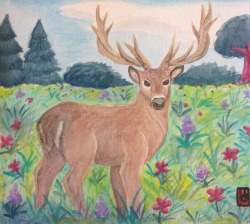&ldquo;A Deer in the Field&rdquo; I felt like drawing more serious work, I know this is not what I usually post here, but I’m moving to traditional painting and hopefully do more stuff like this. I love nature, and I will do more art about it (I won’t