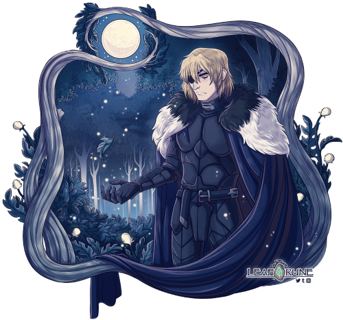 leafrune: Azure Moon. I drew two of my favorite things for my birthday last week- Fire Emblem and wiggly tree borders. Edit: Whoops, small fix. Twitter. 