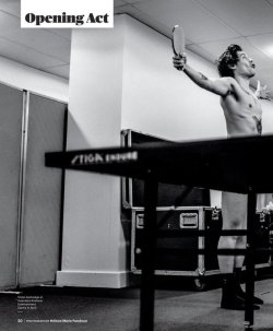 famousdudes:  Harry Styles playing table tennis shirtless (possibly even naked) backstage at his tour.