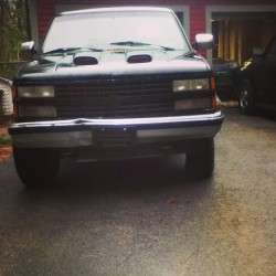My little brother&rsquo;s first truck and first vehicle ever. A &lsquo;92 1500 Chevy Silverado, single cab with bench seats and a sliding rear window. Friggen thing has a straight pipe exhaust and sounds Amazing. It even came complete with dried mud of