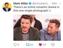 kingsman-thegoldencircle: Mark Millar, one of the creators of Kingsman, out here giving stellar running commentary of the Golden Circle press tour