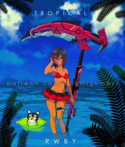nononsensei:  “June 2017 vs June 2018″  Revamped version of “Tropical RWBY”It’s (almost) SUMMER! That means…s-s-swimsuits?! (BEACH EPISODE SEASON!!!)Look forward to my June/summer collection! ;d  Support my art! l patreon l twitter l pixiv