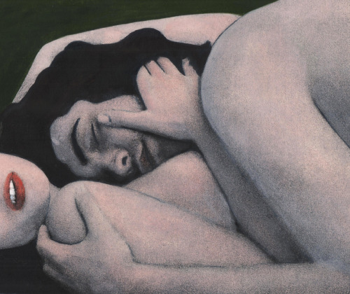 nickiezimov:Bedtime Love Stories 2.114x11 cm. oil on paper, ink, acrylic powderNickie ZimovInstagram