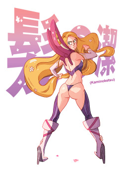 waroart:  FB: https://www.facebook.com/waroartwork?ref=hl  Rapunzel (Kaminoketsu): Pure hair!“No one will escape from my mane, not even within an inch of my hair!”Crossover Kill la Kill / DisneyThanks again to Elisenda Ferrer for naming the kamui And