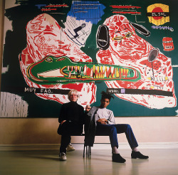 jockohomoremix:  Right: Jean-Michel Basquiat and Andy Warhol in collaboration, New York, 1985 Photograph by Tseng Kwong Chi. 