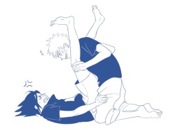 harububa:  Kids: “What’re you doing!?” “Wanna know how far you can bend!”  Teens: “Fuck you!!” “I’m trying!!”  Adults: “Naruto, my back……” “U-uh, sorry” 