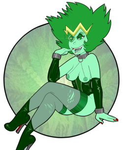 opalizedfossil: susiebeeca:  Emerald the Kush Queen! Inspired in part by this fic by OpalizedFossil in which Emerald smells like pot when she goes into heat :D (@opalizedfossil - hope you don’t mind me recommending your stuff!)  (Tumblr unsurprisingly
