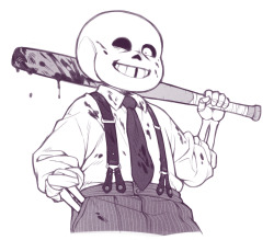 theslowesthnery:  it might seem like mob!sans is always on the receiving end of beatings but i assure you that’s not the case 