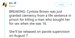 gahdamnpunk:  Y’ALL!!!!Tbh I think she should be walking out of jail now and with a pardon not parole, but that’s a start 