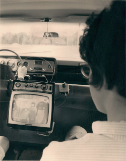 solo-vintage:  July 14, 1965 &ldquo;Autovision&rdquo; Ford TV Set for Cars | Built by Ford’s Philco Subsidiary | This set was offered in the U.S. by Ford and Lincoln Mercury dealers for a suggested retail price of 赉.95. - Via 