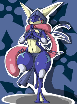 ledomaineduwouhlf:  BUNINJA!…. I mean GRENINJA! I always wanted to make a more anthroish Female Greninja for once and try to work around it! I did stream all the progress until now! I was a ton of fun to work on her anthro design (A Greninja is already