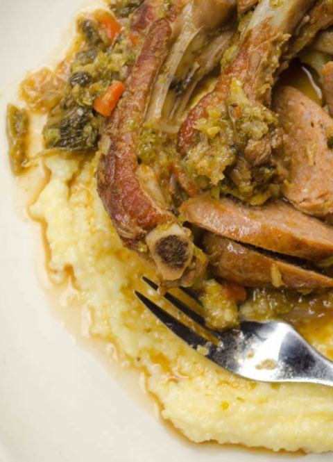 Pork rib, sausage and cabbage stew
