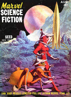 Cover of Marvel Science Fiction illustrated by Hannes Bok, 1951.