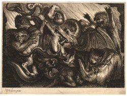 demoniality:  Hell, with devilish creatures, a print by Jonas Suyderhoef after Peter Paul Rubens’ painting “The Fall of the Damned”.