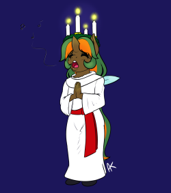 appelknekten:  Haha! Keepsake is this years St Lucy - or Sankta Lucia, as we say in Sweden! I think it came out quite well, considering it’s a speed drawing. Might even have discovered a decent shading technique while I was at it. x3 I need to make