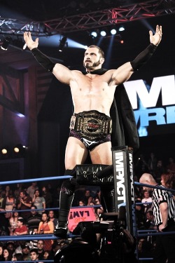 wwe-4ever:  Favorite pics of Austin Aries 48/?  he&rsquo;s got a nice bugle working here!