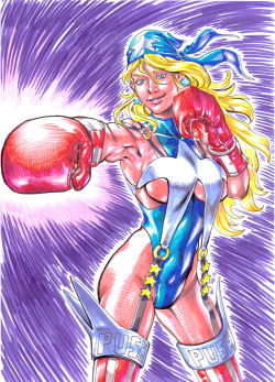 matiassotolopez:  The other day I found a very good reference pic of a girl with boxing gloves so I did this Sharpie markers sketch as a practice of Tiffany Lords from Rival Schools/Project Justice. 