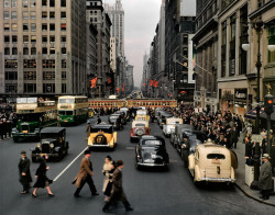 undr:  Charles Phelps Cushing. Fifth Avenue Looking North from 42nd Street. Manhattan. 1940s