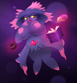 elfdrago:  elfdrago:  Alotta people wanted mismagius for spooktober so I gave mismagius a spin! And good luck translating the wingdings on the cover of the book sheâ€™s writing on :y   reblogging this because I posted this at like 6 am