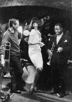 kx5991:  Paul Newman, Joanne Woodward and Louis Armstrong, 1961 
