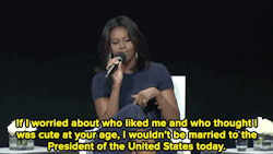 mrcincity:  micdotcom:  Watch: Michelle Obama just gave 1,000 school girls the most necessary life advice.    When this shit is free is when the advantage will be worth it.