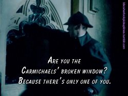 â€œAre you the Carmichaelsâ€™ broken window? Because thereâ€™s only one of you.â€
