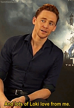 idontlikeyourcat:  tomhiddleston-gifs:   Oh yes it is !  No but just look how embarrassed and cute he is in the 2nd one, thinking about that…  The jig is up, guys 
