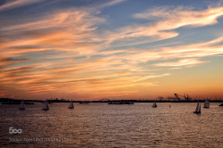 socialfoto:  Sailing boats in New York bay at sunset by lorenzofelici #SocialFoto