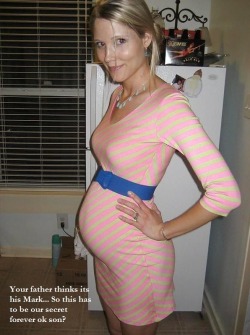 amomentofdepravity:  “Sure, Mom, but you’ve got to let me fuck you again, ok?” Oh, of course you can, I can’t get any more pregnant can I? We just can’t let your father catch us! 