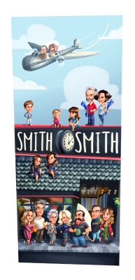 Here is the family portrait I got comissioned to do for the owner of the Smith and Smith store in Bilbao, Never done a caricature this big before but it was so much fun!