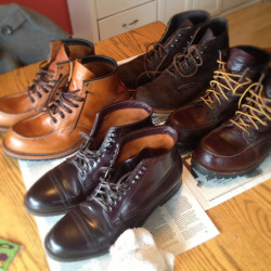 johnfischer:  Shoes shined &amp; waterproofed for winters worst! #alden #redwings One of the things I hate about winter (besides the cold) is all the salt &amp; the damage it can do to shoes. I really limit my footwear selection for most of winter. Even