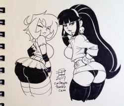 callmepo: Tiny doodle of Gothifica and her goth booty buddy Gaz (who belongs to @bigdad123)