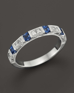 Girls-Vintage-Fashion:  Diamond And Sapphire Station Band In 14K White Gold See What’s
