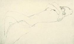 violentwavesofemotion-deactivat:  Reclining Woman With Folded Arms, 1909 by Gustav Klimt. 