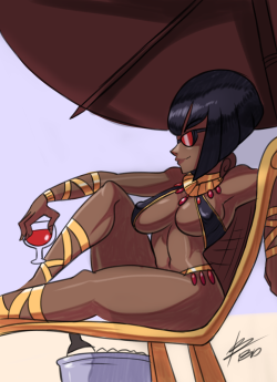 bigdeadalive:  Commission of Eliza from Skullgirls getting some rays!   ;9